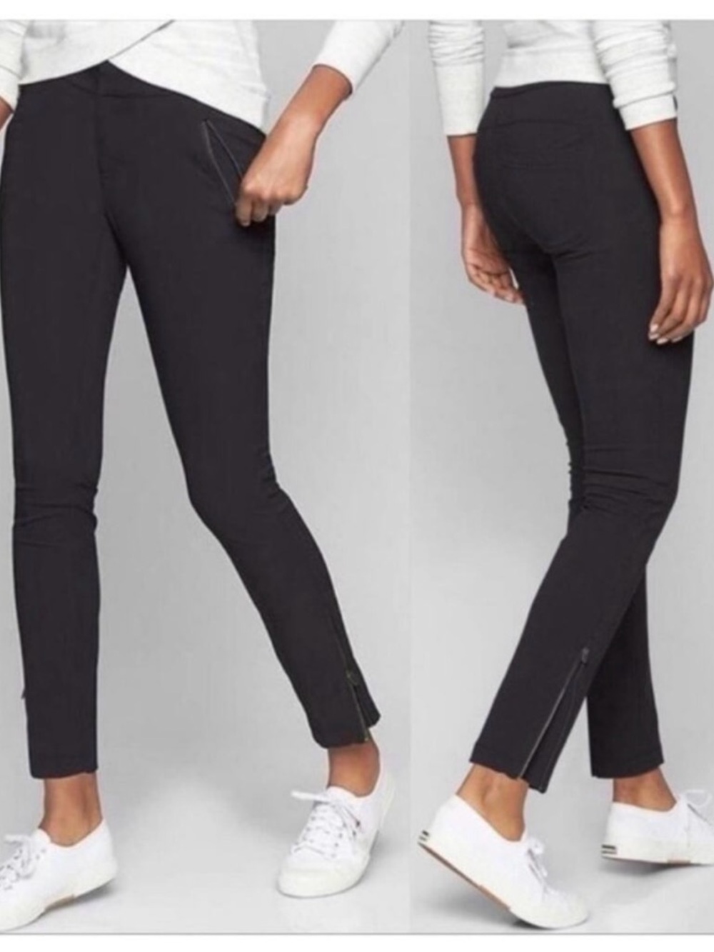 Athleta Black Wander Ankle Zip Skinny Pants - Size 8